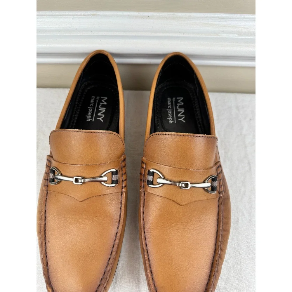 Marc Joseph New York Mens Tan Leather Bit Loafers Driving Mocs MJNY Size 10